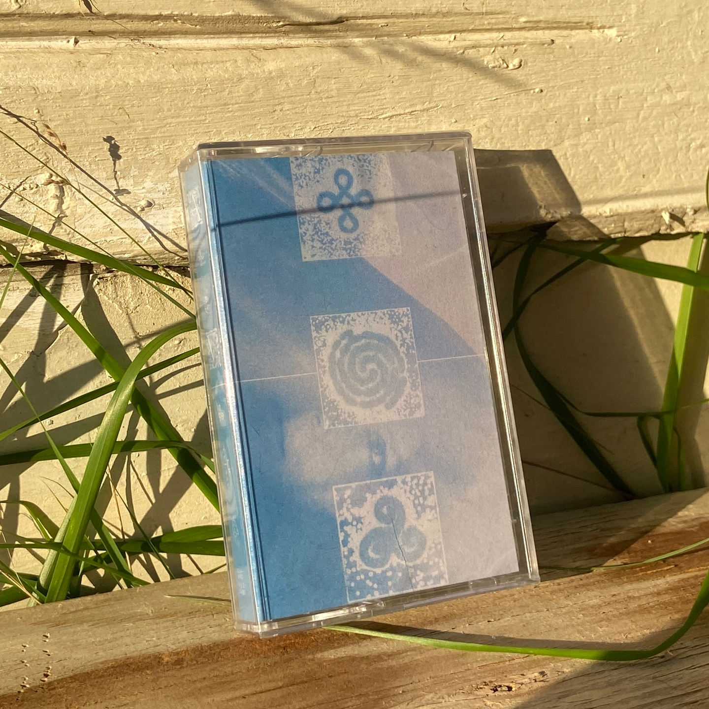 a very blue cassette tape